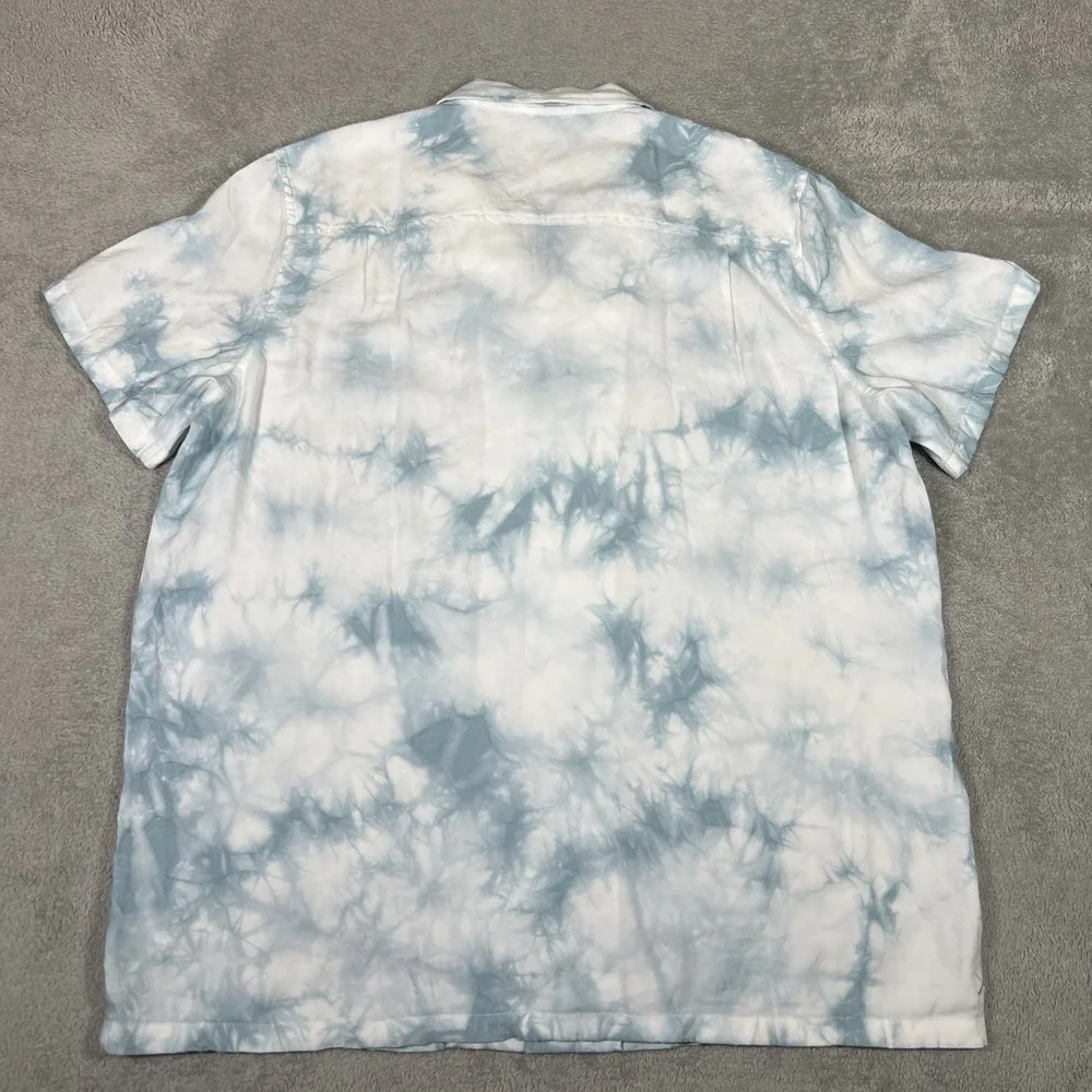 Cuts Clothing Shirt Men XL Blue White Tie Dye Camp Collar Hyperloop Rayon - Picture 11 of 13